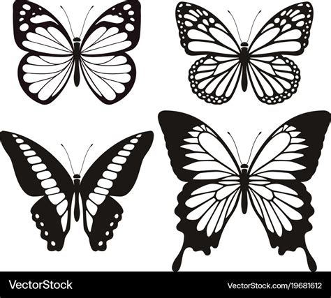 Butterfly silhouette icons set Royalty Free Vector Image