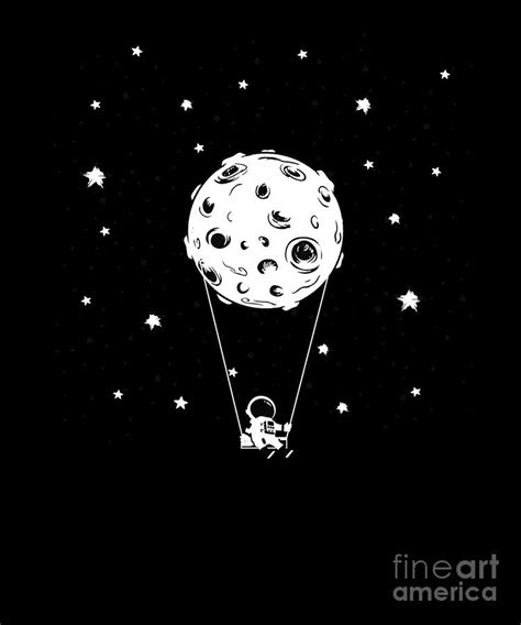 Cute Awesome Astronaut Stars Moon Galaxy Outer Space Digital Art by ...