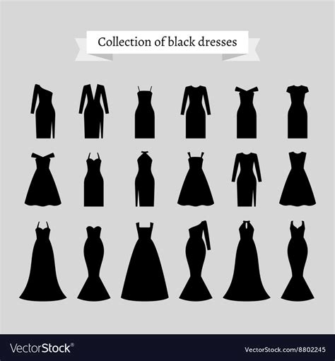 Black retro dresses silhouettes Royalty Free Vector Image