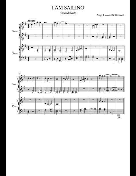 I AM SAILING de Rod Steward sheet music for Piano download free in PDF or MIDI