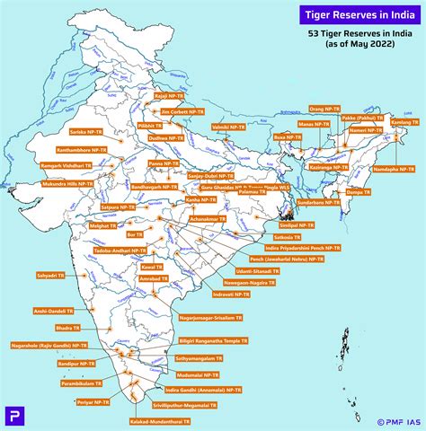 List of Tiger Reserves in India (53 Tiger Reserves in 2022) - PMF IAS