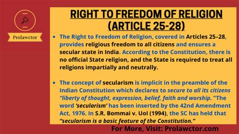 Right To Freedom Of Religion (Article 25-28): Constitutional Law Notes ...