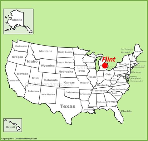 Flint location on the U.S. Map - Ontheworldmap.com