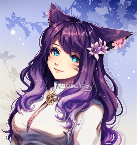 Purple Anime Wolf Girl Furry