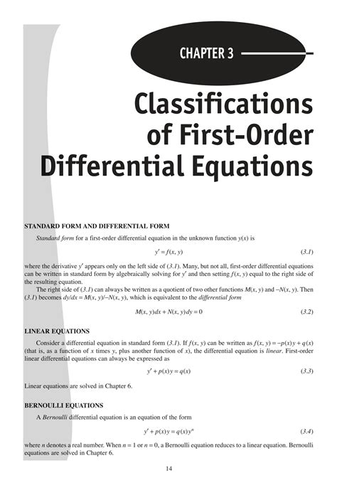 SOLUTION: Outline of differential equations chapter 3 classifications of first order ...