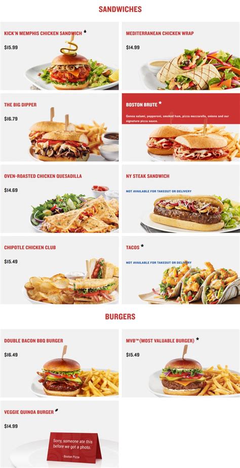 Boston Pizza Menu Prices