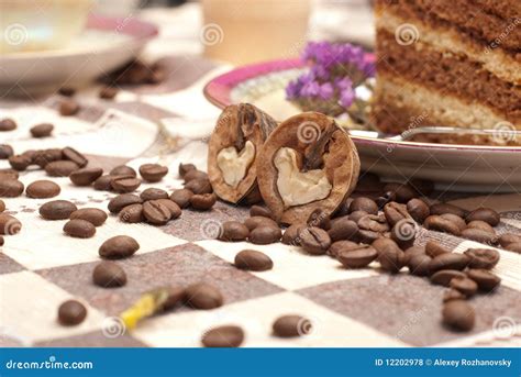 Cake with tea or coffee stock photo. Image of plate, eating - 12202978