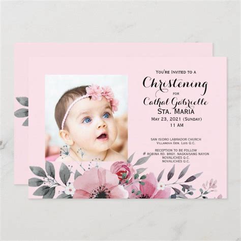 Elegant Pink CHRISTENING Event Invitation | Zazzle | Christening invitations girl, Pink ...