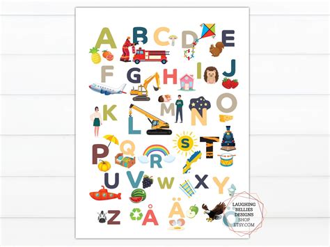 Swedish Alphabet Poster Chart With Pictures - Etsy