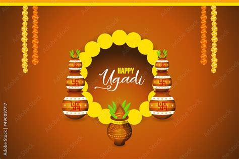 Ugadi Festival Greeting Card Design Stock Vector | Adobe Stock