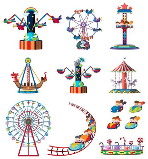 A set of fun fair rides 694399 Vector Art at Vecteezy