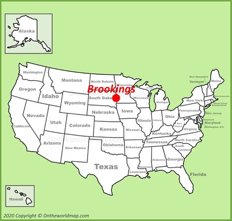 Brookings location on the U.S. Map - Ontheworldmap.com