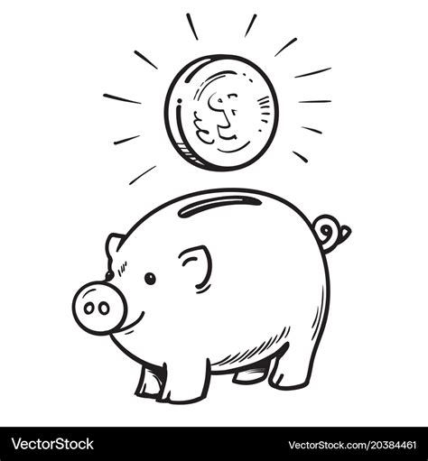 Cartoon piggy bank with coin Royalty Free Vector Image