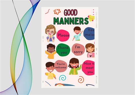 Good Manners Simple Illustration Poster Good Behavior Poster Printable Classroom and Home ...