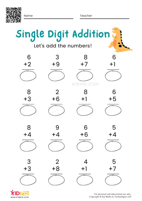 Single-digit Addition Math Worksheets & Free Printables - Kidpid