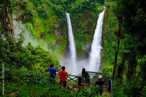 The Tad Fane waterfall,On the Bolaven Plateau in Laos, a few kilometers ...