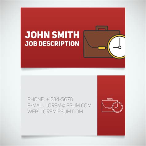 Business card print template with briefcase and clock logo. Easy edit ...