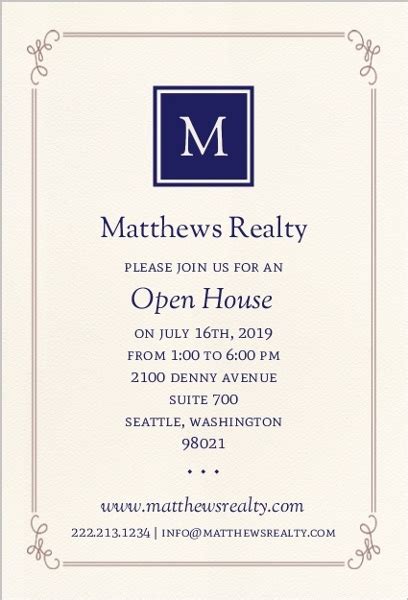 Monogram Business Open House Invitation | Business Open House Invitations