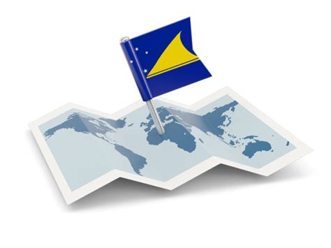 Flag pin with map. Illustration of flag of Tokelau