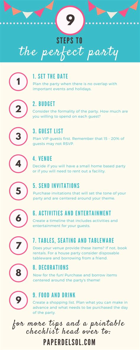 9 Steps to Planning the Perfect Party and Party Planning Checklist | Party planning checklist ...