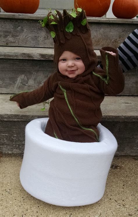 My wife made my son a Baby Groot costume for Halloween. : pics