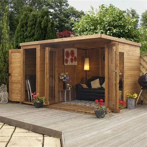 Shed Plans - 10 x 8 Waltons Contemporary Garden Room Wooden Summer House with Side Shed - Now ...