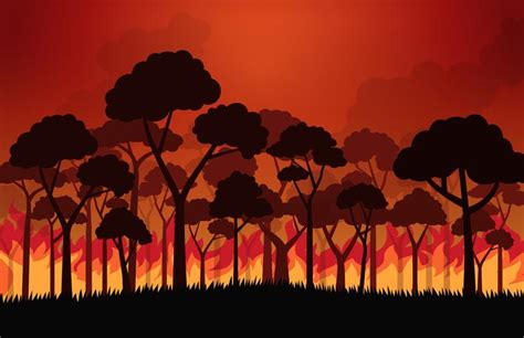 Forest fires burning tree in fire flames - Vector illustration 538195 Vector Art at Vecteezy