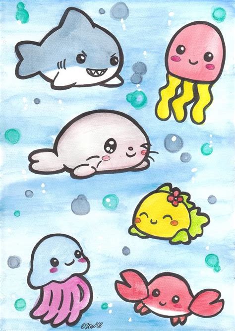 Cute Drawings Of Sea Creatures - Juvxxi