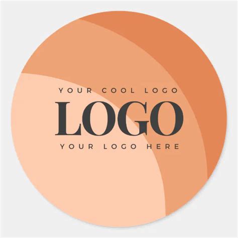Peach Bohemian Custom Business Logo Boho Waves Classic Round Sticker | Zazzle