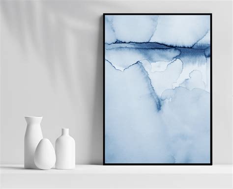 Light Blue Wall Art Print, Printable Watercolor Wall Art, Large Abstract Modern Poster, Abstract ...