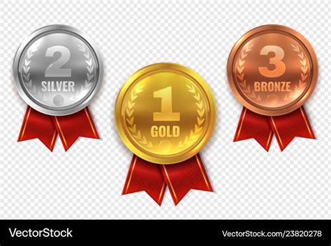 Realistic award medals winner medal gold bronze Vector Image