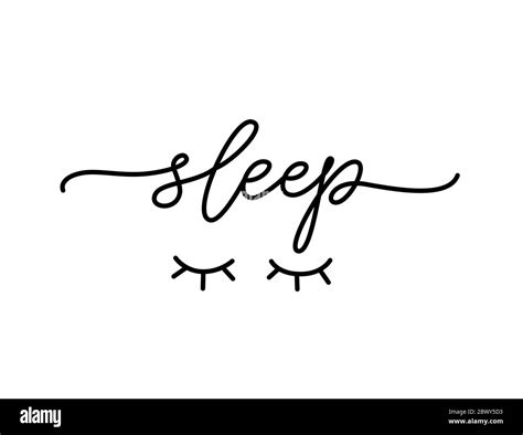 SLEEP. Cute quote with eyes. Fashion typography quote. Line calligraphy ...