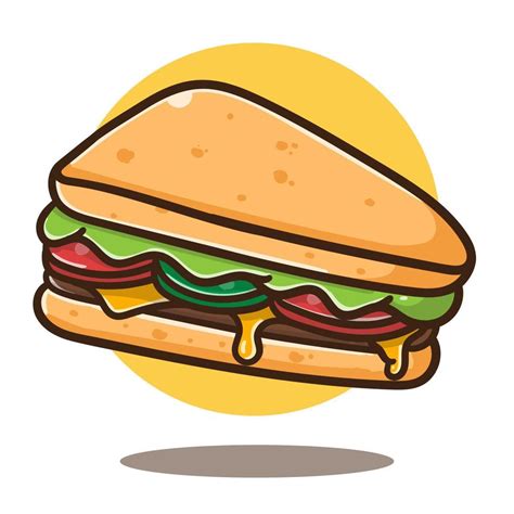 illustration of cute cartoon Sandwich vector good for sticker 14828367 ...