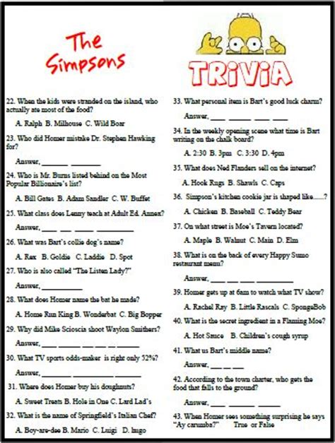 Simpsons Trivia is all about the Simpson TV family