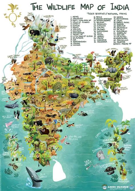 The Wildlife Map of India | India poster, India map, Wildlife of india