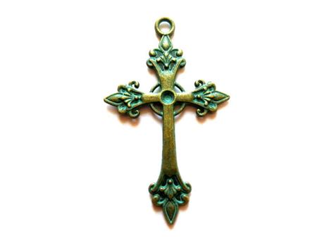 Cross, Holy Symbol, Metal Pendant With Patina 68mmx40mm - Etsy