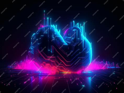 Premium Photo | Heart love abstract neon style illustration on black ...