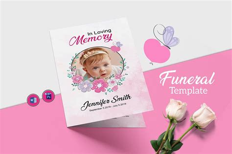 Floral Funeral Program Template For Children , Child Funeral, Obituary Template, | Ms Word ...