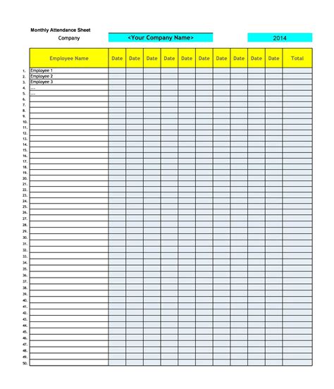 50 Attendance Sheet Excel Template | RedlineSP