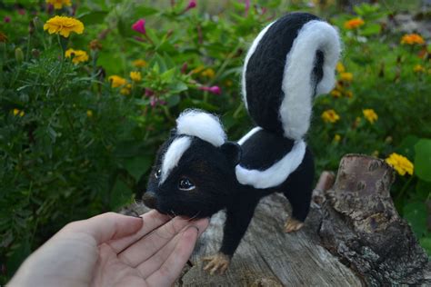 Needle Felted Skunk MADE TO ORDER Realistic Stinkier Miniature | Etsy