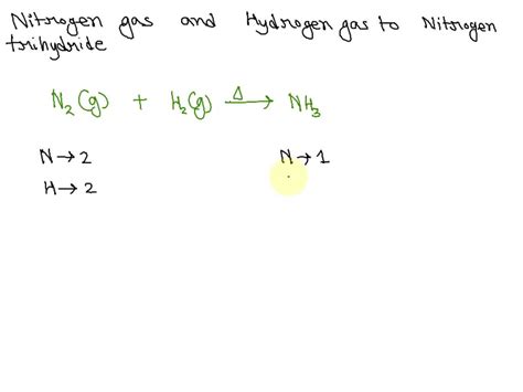 SOLVED: nitrogen gas reacts with hydrogen gas to form nitrogen trihydride?