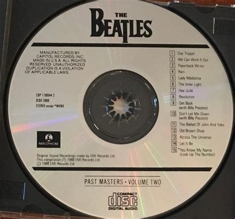 Beatles Past Masters Album Cover