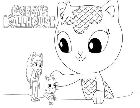 Mercat and Small Gabby With Pandy Coloring Sheet - Etsy Israel