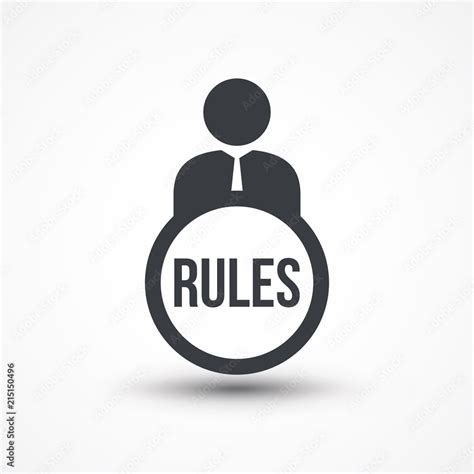 Business person with text rules flat icon. Rules and regulations. Terms ...