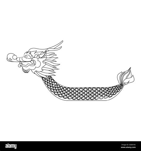 Dragon boat - silhouette isolated on white - Dragon boat festival concept Stock Vector Image ...