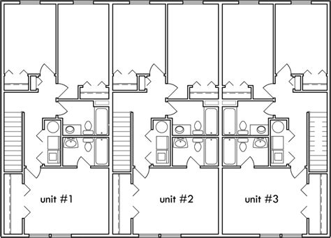 Triplex House Plans Best Selling 3 Bedroom 2.5 Baths 1 Car Garage