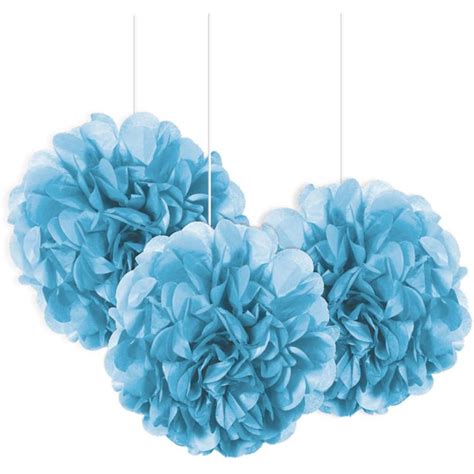 Tissue Paper Pom Poms, 9 in, Light Blue, 3ct - Walmart.com - Walmart.com