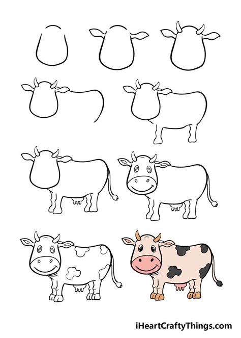 How to Draw A Cow – A Step by Step Guide | Easy drawings, Cow drawing ...