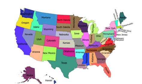 Mapa de Estados Unidos con nombres y sus capitales