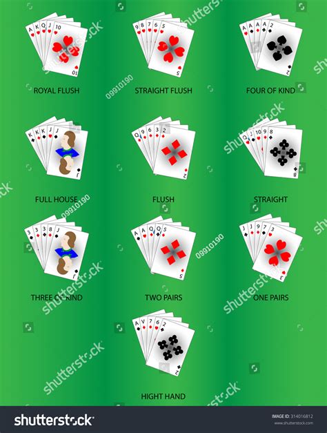 Poker Hands Set Royal Flush Four Stock Vector (Royalty, 48% OFF